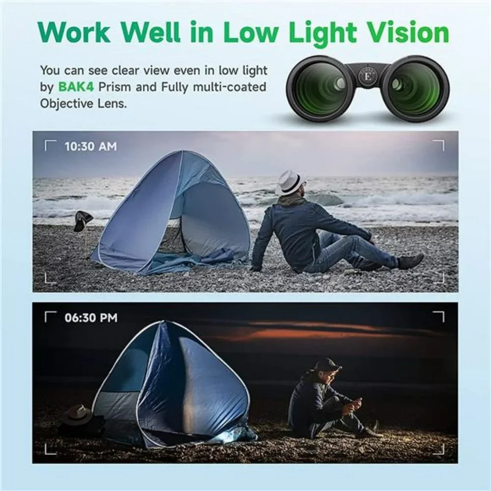 12x42 HD Binocular for Adult & Kids w/  Large view, Clear Low Light Night Vision